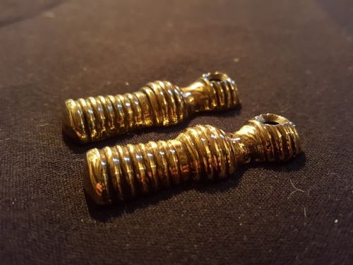 SA017 PAIR OF BRASS BEEHIVE KEY ESCUTCHEONS - ADDITIONAL PHOTO 3