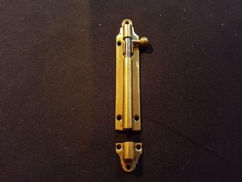 one victorian brass bolt with keep - CATEGORY: ANTIQUE MISCELLANEOUS - DATED VICTORIAN