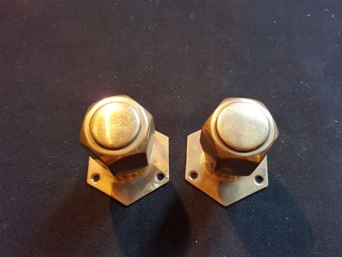 ONE PAIR OF RARE BRASS VICTORIAN DOOR KNOBS - ADDITIONAL PHOTO 1