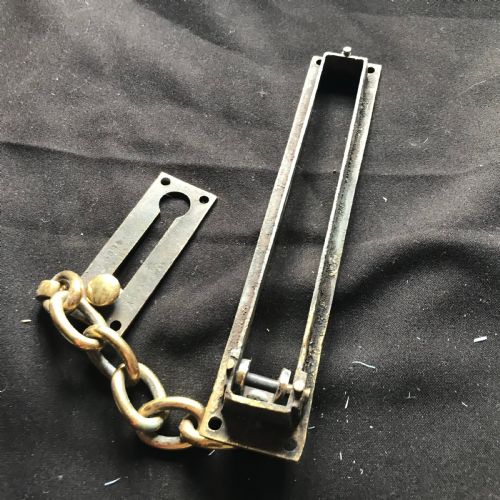 VICTORIAN BRASS UNUSUAL NIGHT DOOR CHAIN - ADDITIONAL PHOTO 4