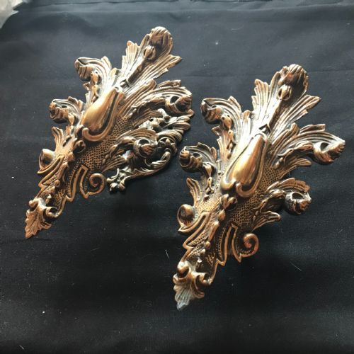 PAIR OF FRENCH VICTORIAN BAROQUE BRASS CURTAIN TIE BACKS - ADDITIONAL PHOTO 1