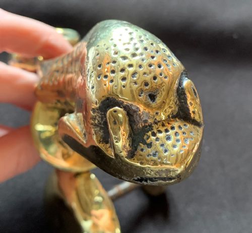ONE BRASS VICTORIAN DOLPHIN DOOR KNOCKER - ADDITIONAL PHOTO 2