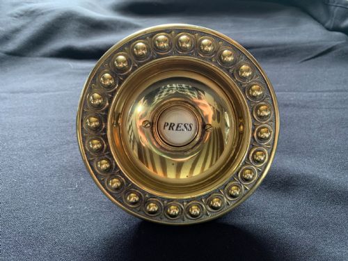 one brass porcelain gothic victorian door bell push - CATEGORY: ANTIQUE MISCELLANEOUS - DATED VICTORIAN