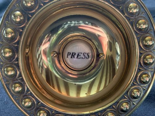 ONE BRASS PORCELAIN GOTHIC VICTORIAN DOOR BELL PUSH - ADDITIONAL PHOTO 2