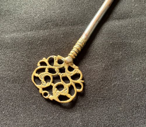 SA116 BRASS POLISHED STEEL FRENCH VICTORIAN LOCK KEY - ADDITIONAL PHOTO 5