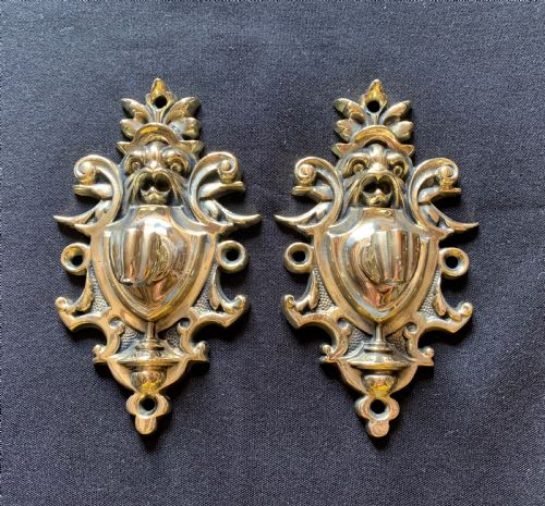 ONE PAIR OF BRASS VICTORIAN CANDLE SCONCES - ADDITIONAL PHOTO 5