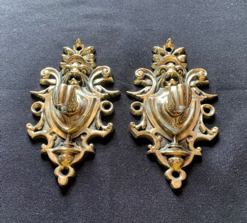 ONE PAIR OF BRASS VICTORIAN CANDLE SCONCES - ADDITIONAL PHOTO 6