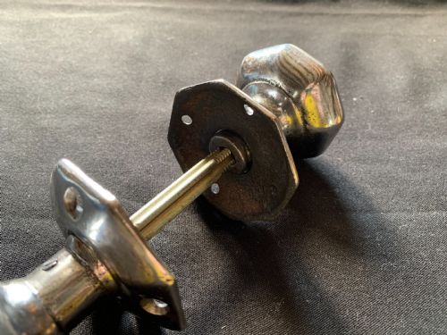 ONE PAIR OF CAST IRON BURNISHED GEORGIAN DOOR KNOBS - ADDITIONAL PHOTO 2