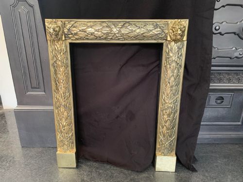 one brass victorian lion head fire surround - CATEGORY: ANTIQUE FIREPLACES - DATED VICTORIAN