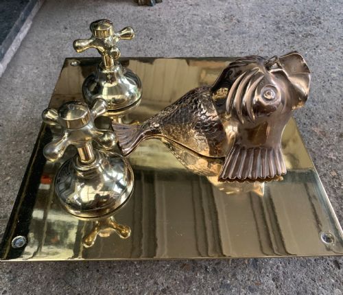 ONE BRASS BRONZE VICTORIAN FISH MIXER TAPS - ADDITIONAL PHOTO 2