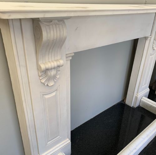 SA146 CORBELS VICTORIAN WHITE STATUARY CARVED MARBLE SURROUND - ADDITIONAL PHOTO 2
