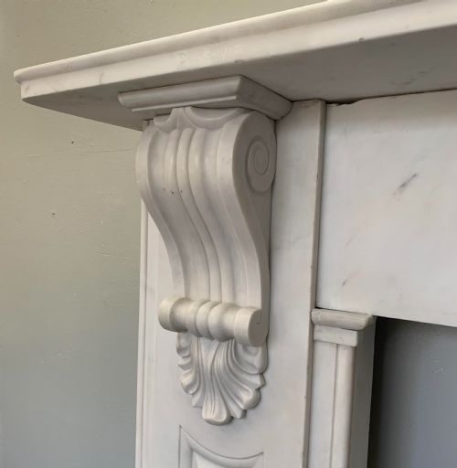 SA146 CORBELS VICTORIAN WHITE STATUARY CARVED MARBLE SURROUND - ADDITIONAL PHOTO 4
