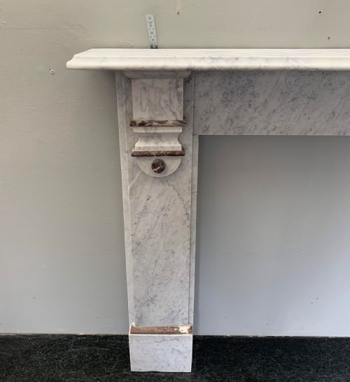 1920'S EMBELLISHED BROWN MARBLE FIREPLACE SURROUND - ADDITIONAL PHOTO 2