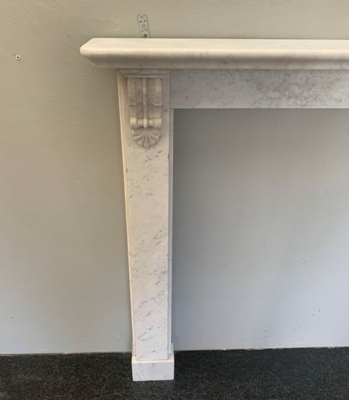 SMALL REBATE VICTORIAN CORBELLED WHITE STATUARY MARBLE FIREPLACE SURROUND - ADDITIONAL PHOTO 1