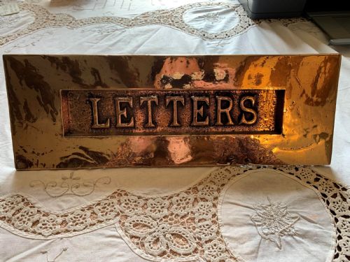 sa036 large bronze victorian letter box - CATEGORY: ANTIQUE METAL - DATED VICTORIAN
