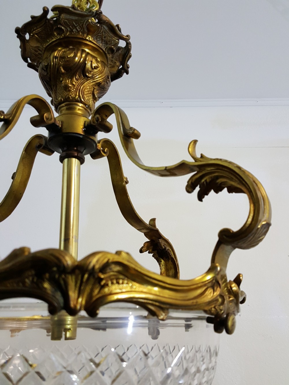 Edwardian French Gilded Brass Ceiling Light View II