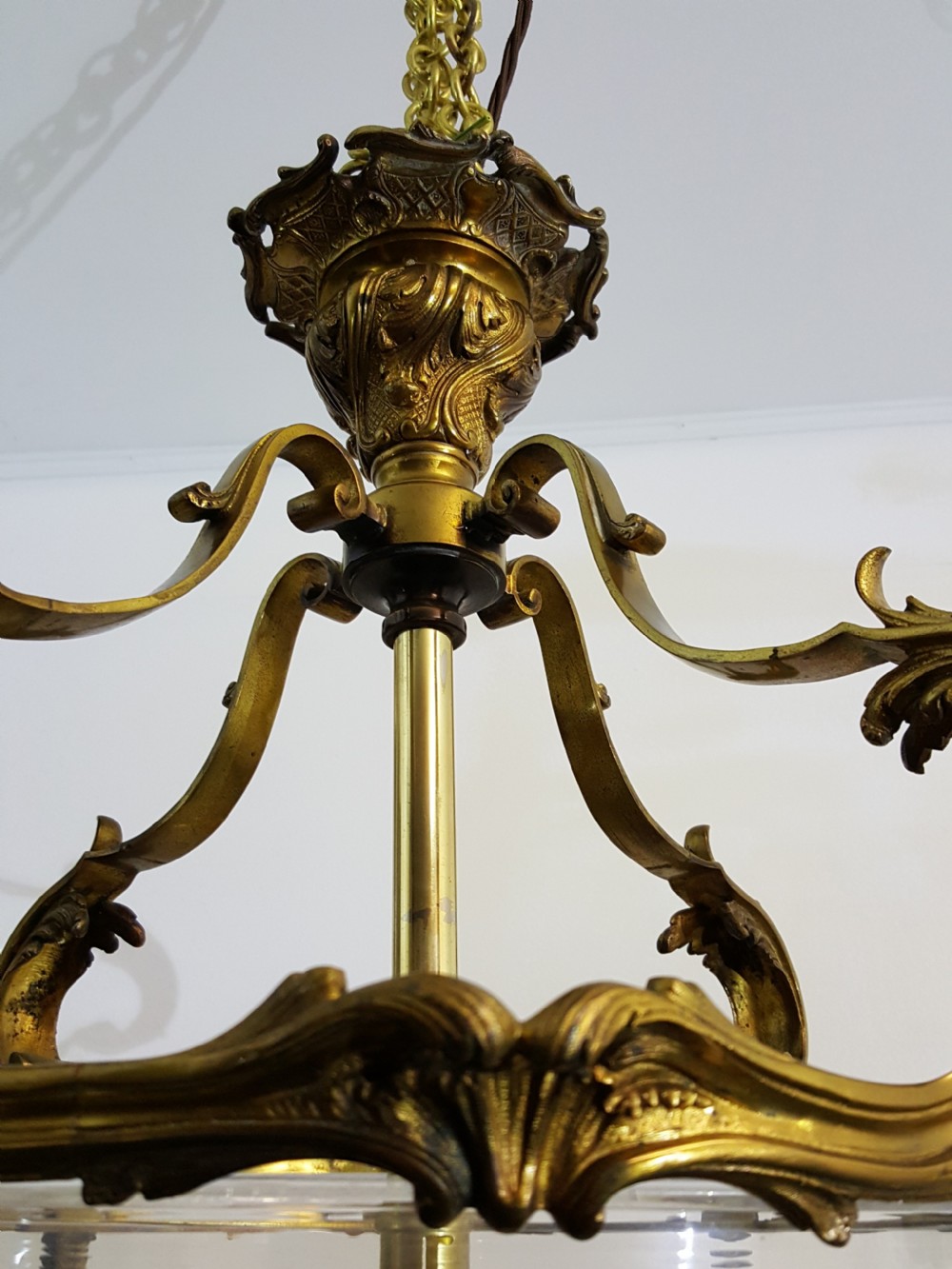 Edwardian French Gilded Brass Ceiling Light View III