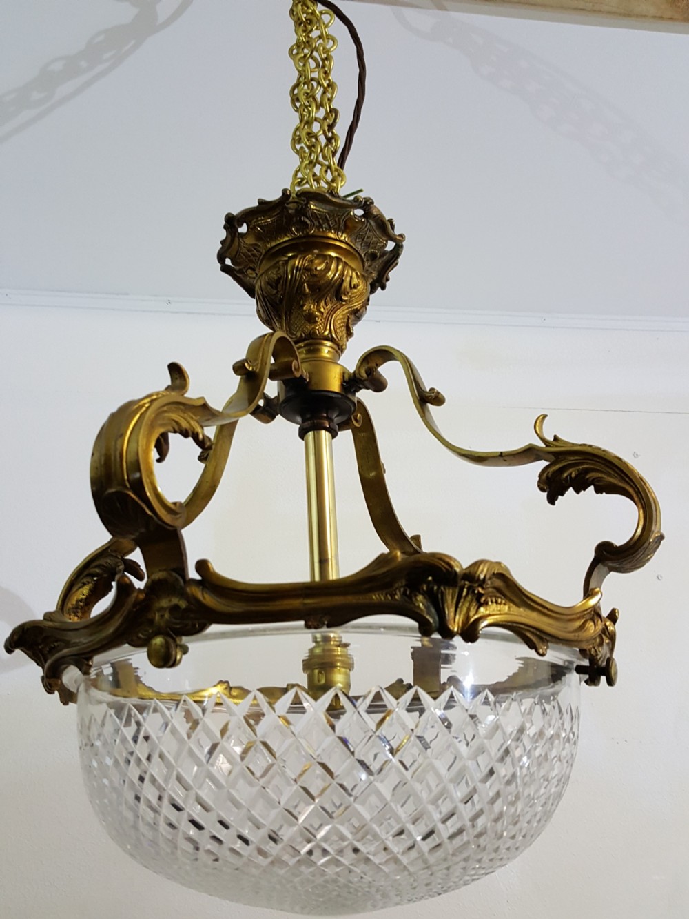 Edwardian French Gilded Brass Ceiling Light View IV