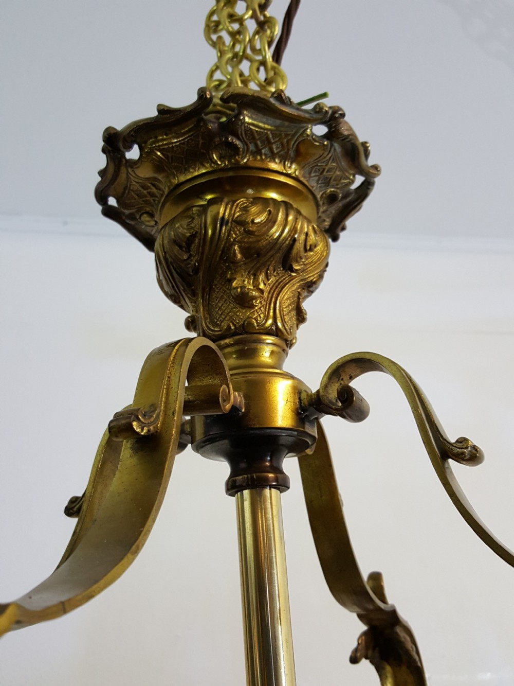 Edwardian French Gilded Brass Ceiling Light View VI