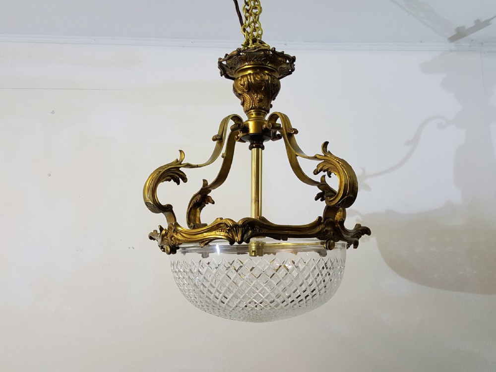 Edwardian French Gilded Brass Ceiling Light View VII