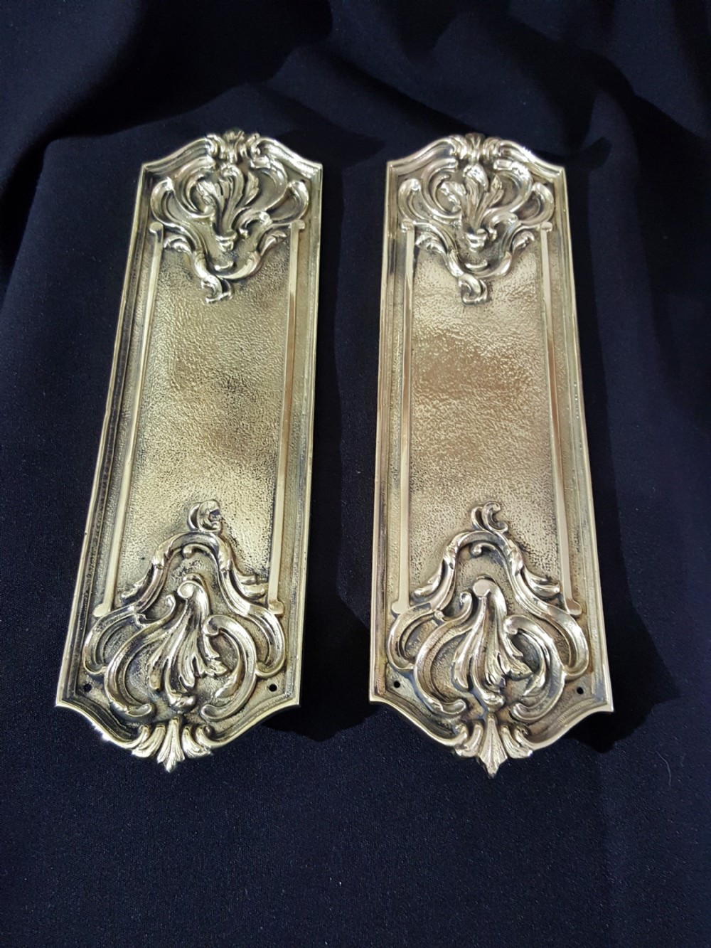 Pair of Victorian Brass Finger Plates View II