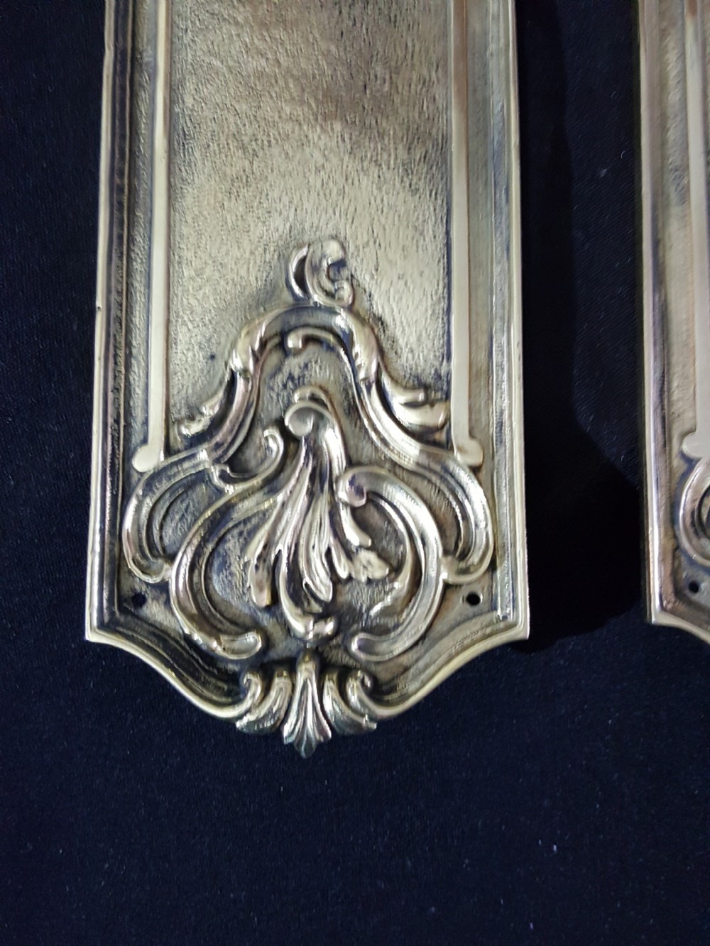 Pair of Victorian Brass Finger Plates View III