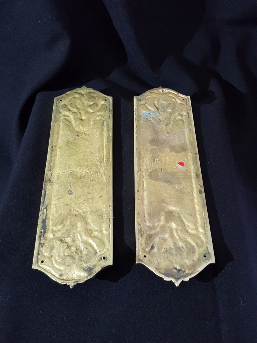 Pair of Victorian Brass Finger Plates View VI
