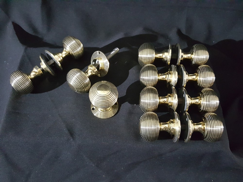 Six Pairs of Victorian Brass Door Knobs