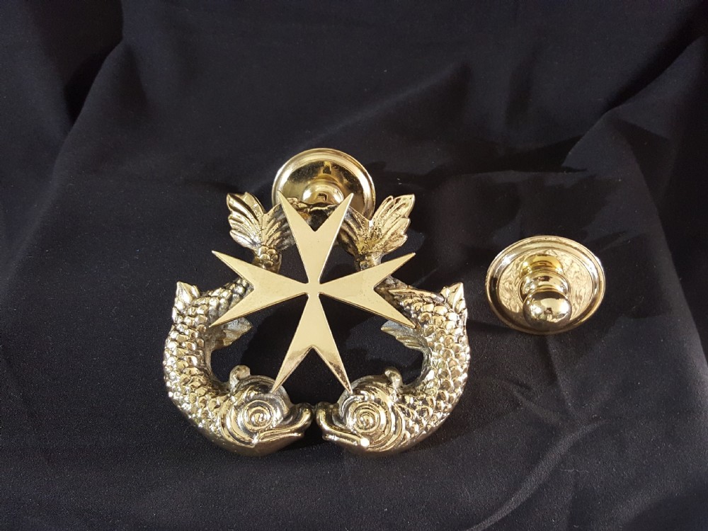 Victorian Brass Maltese Dolphin Door Knocker