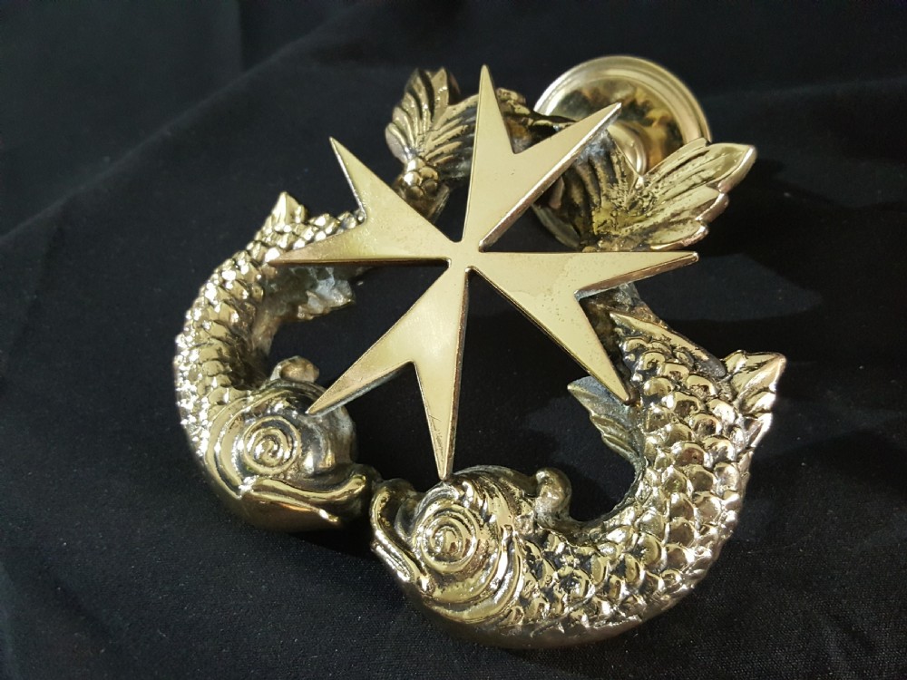 Victorian Brass Maltese Dolphin Door Knocker View II