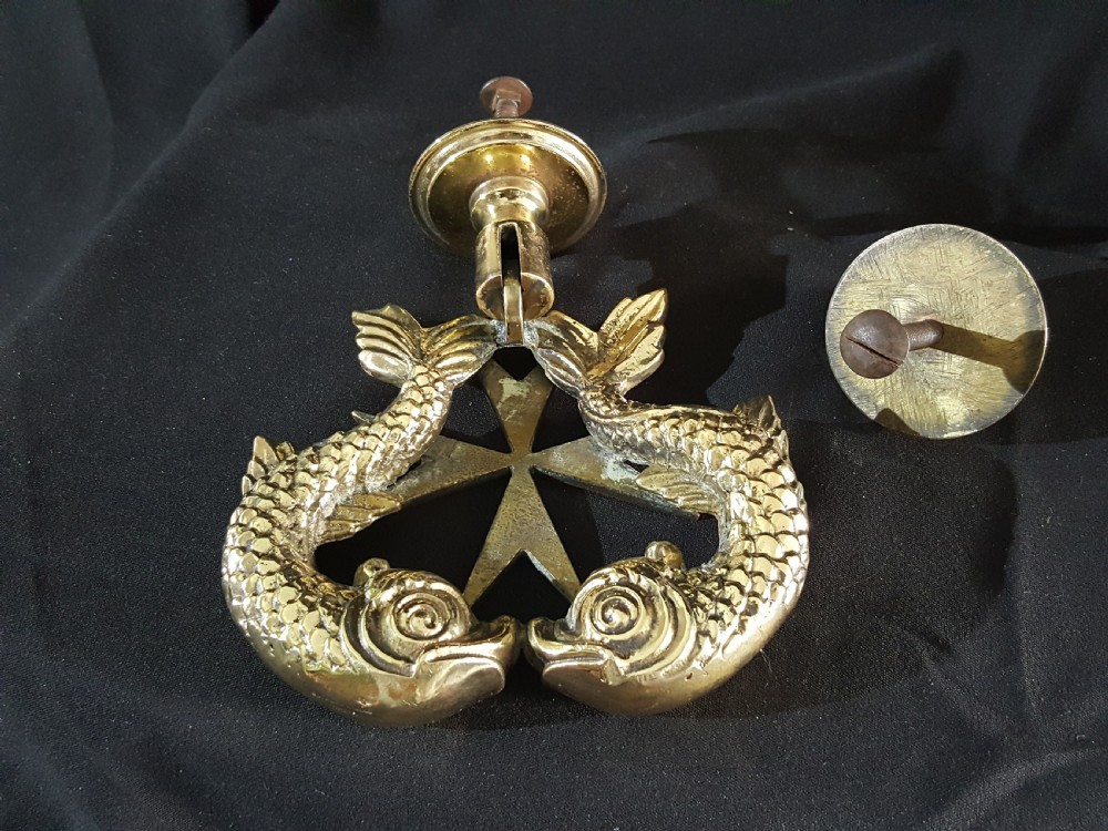 Victorian Brass Maltese Dolphin Door Knocker View III