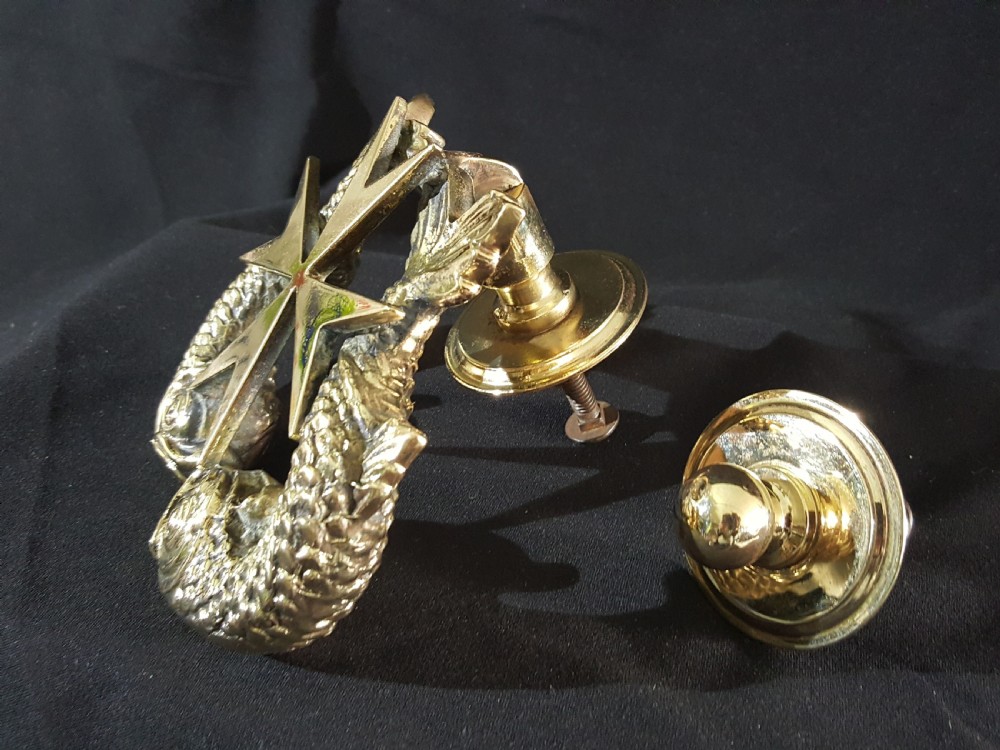 Victorian Brass Maltese Dolphin Door Knocker View V