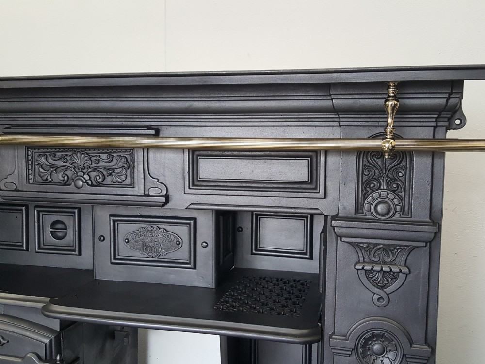 Cast Iron Victorian Cooking Range complete with Brass Pots Hanging Rail. View II