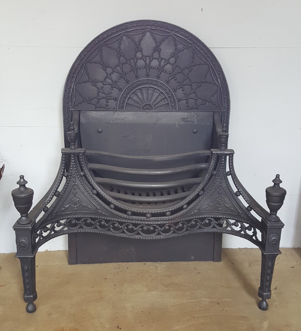 Antique Cast Iron Regency Open Fire Grate / Basket  Fireplace 