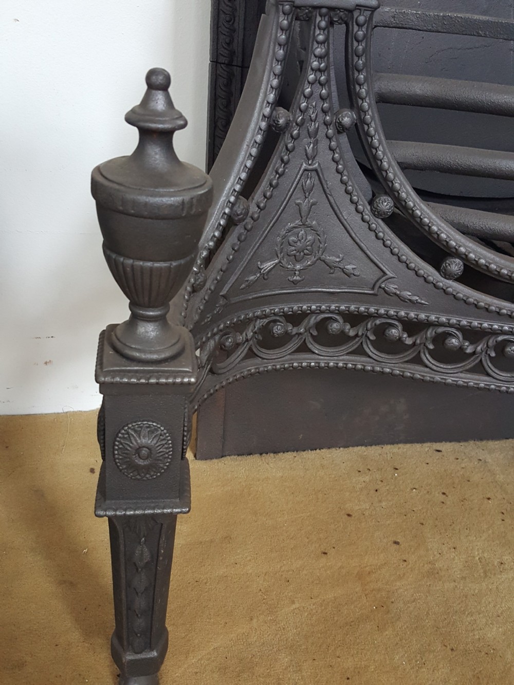 Antique Cast Iron Regency Open Fire Grate / Basket  Fireplace  View II