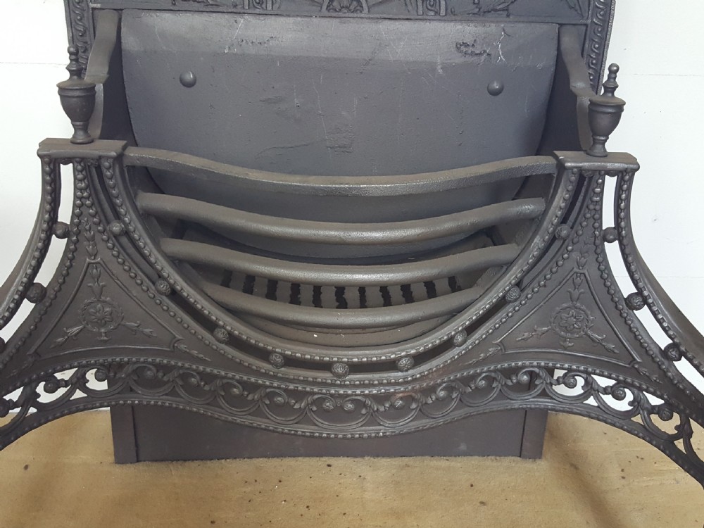 Antique Cast Iron Regency Open Fire Grate / Basket  Fireplace  View III