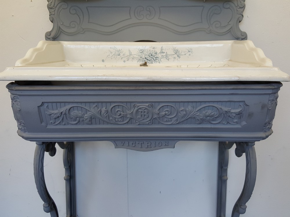 Victorian Cast Iron Sink Stand & Chrysanthemum design Basin View II