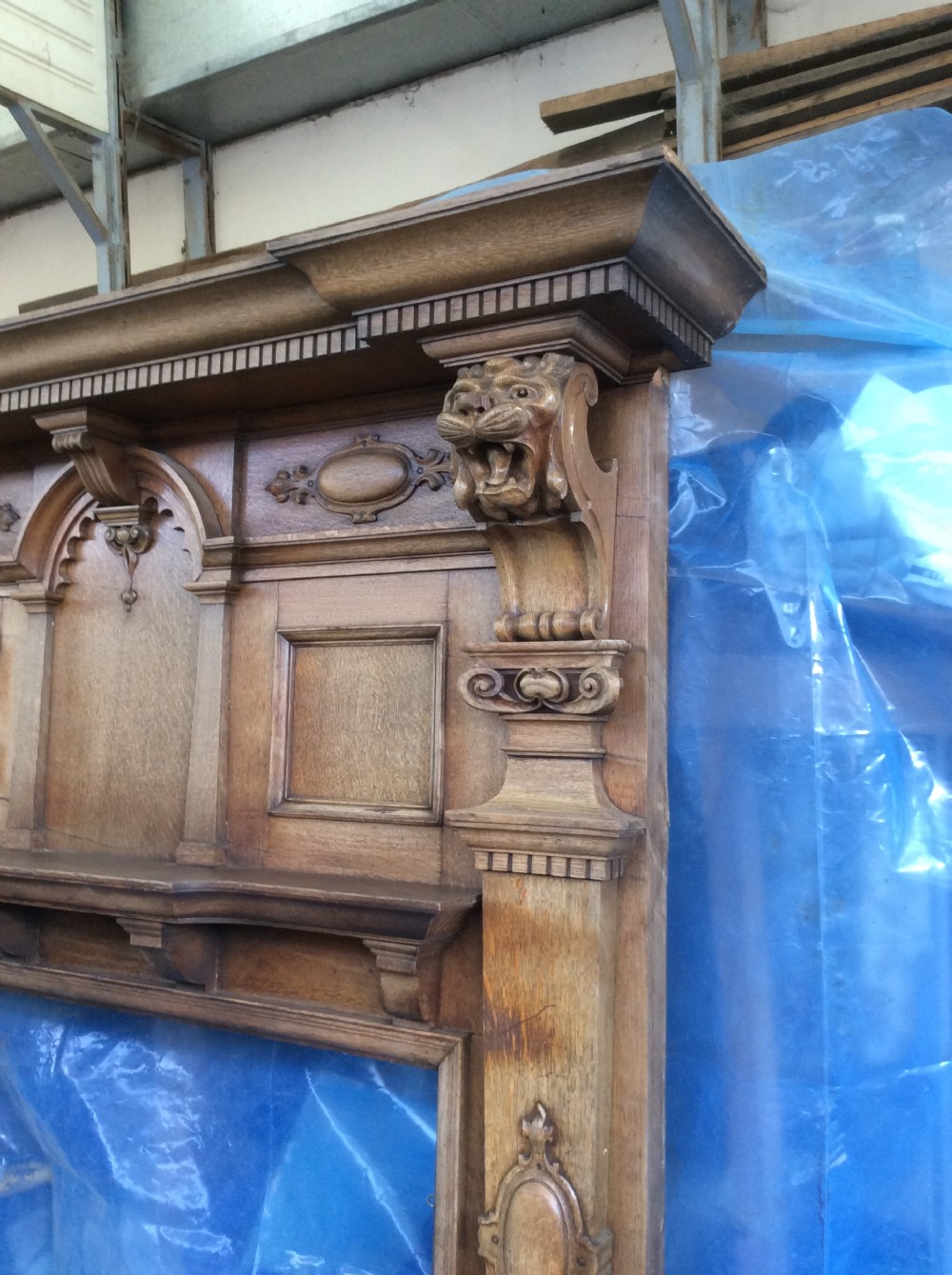 Victorian Solid Oak Fireplace Over mantel  View V