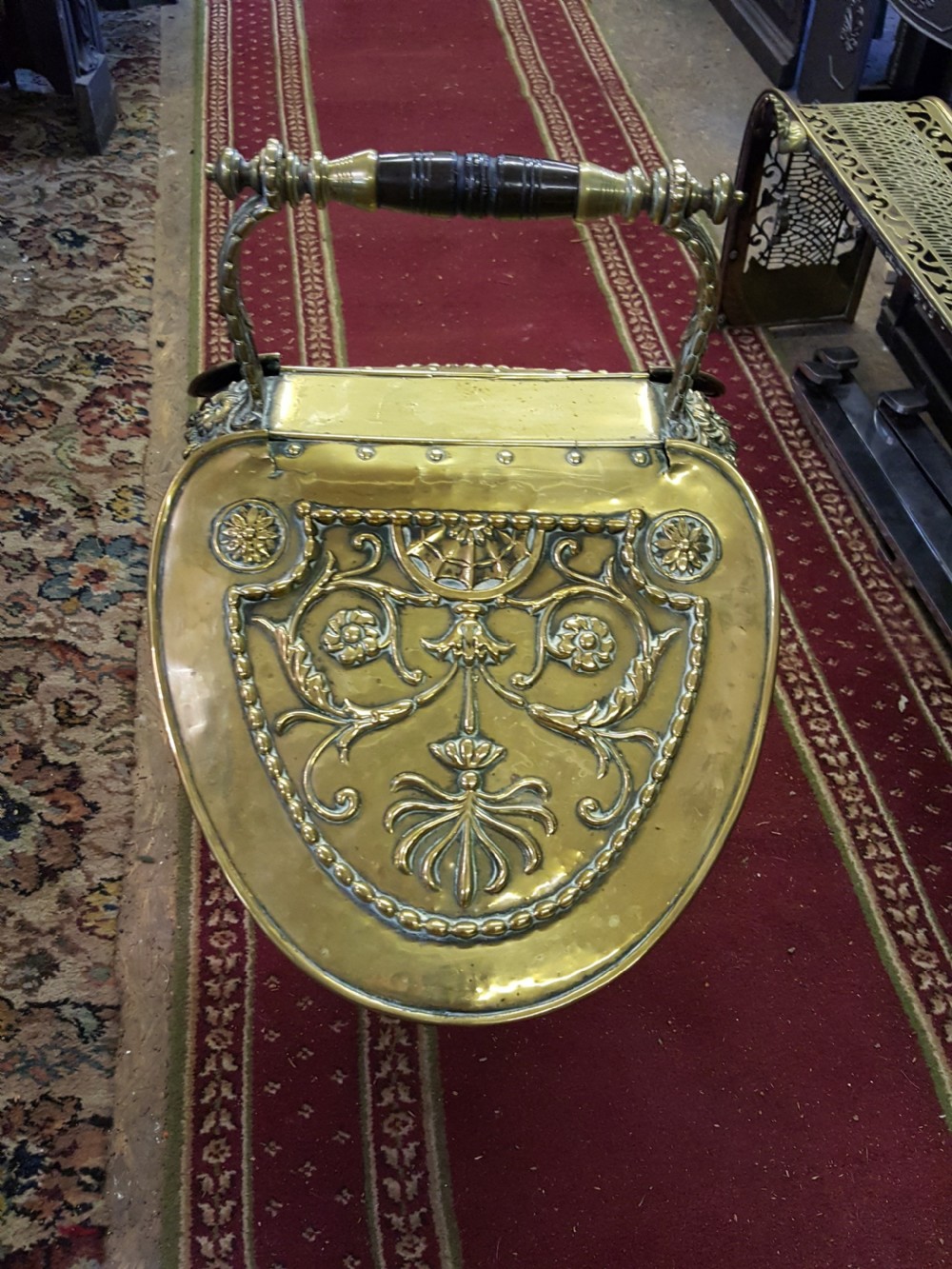 Victorian Brass Ornate Coal Scuttle / Bucket View II
