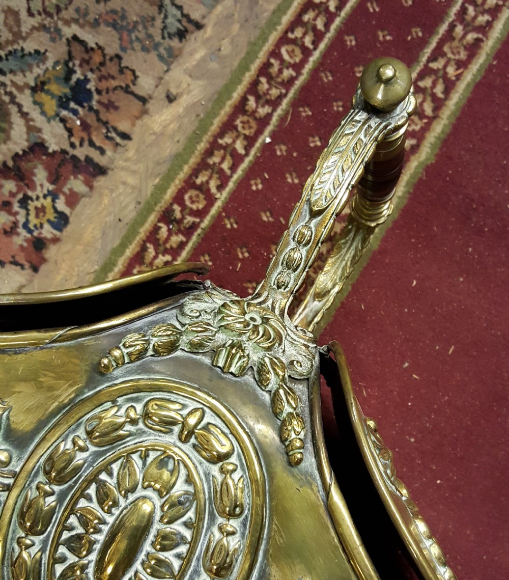 Victorian Brass Ornate Coal Scuttle / Bucket View V