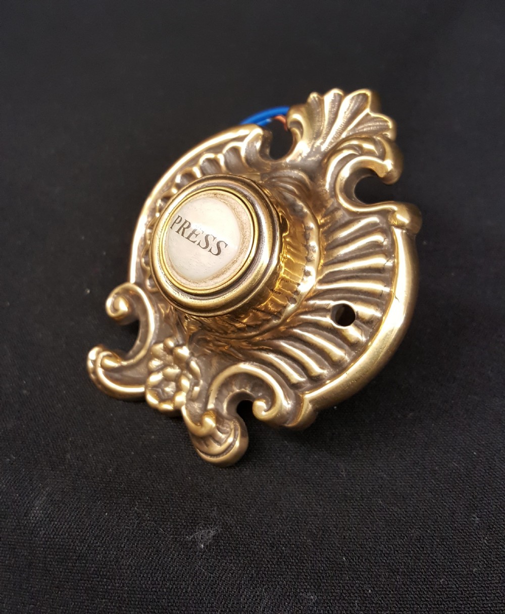 Victorian Brass Porcelain Press Door Bell.  View II