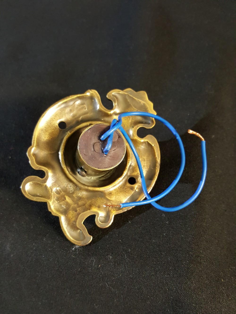 Victorian Brass Porcelain Press Door Bell.  View III