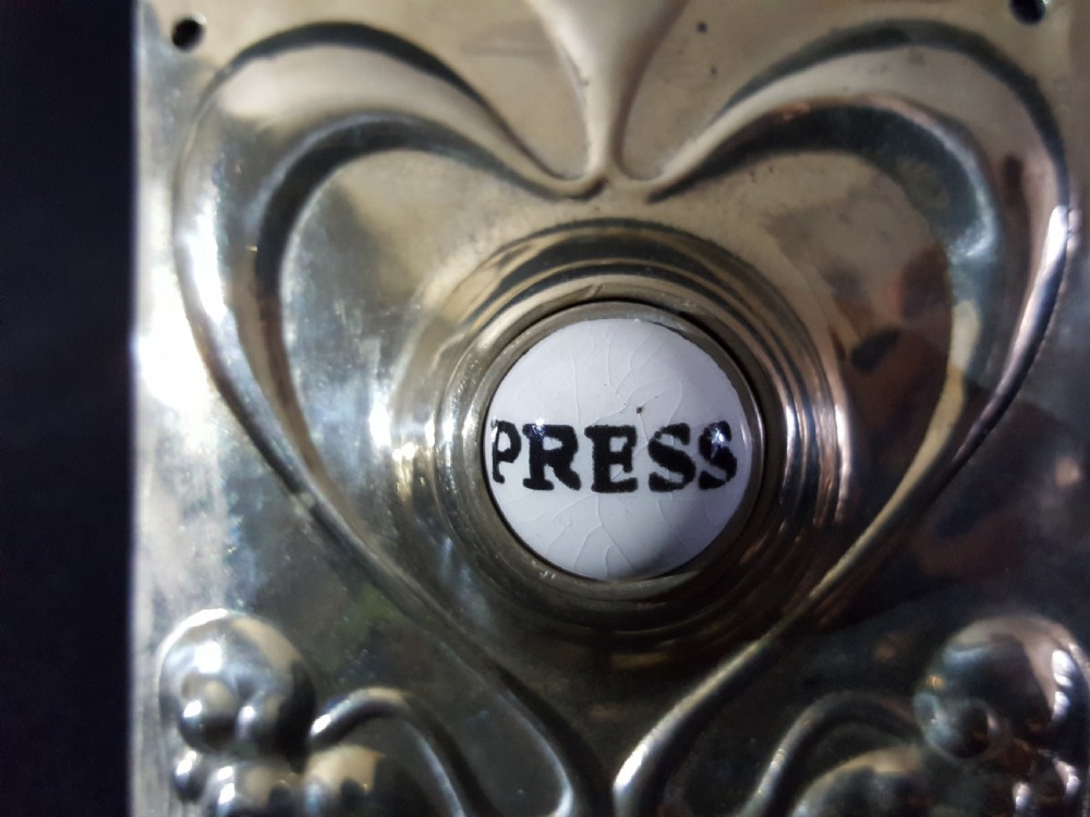 Art Nouveau Brass Porcelain Press Door Bell. View III