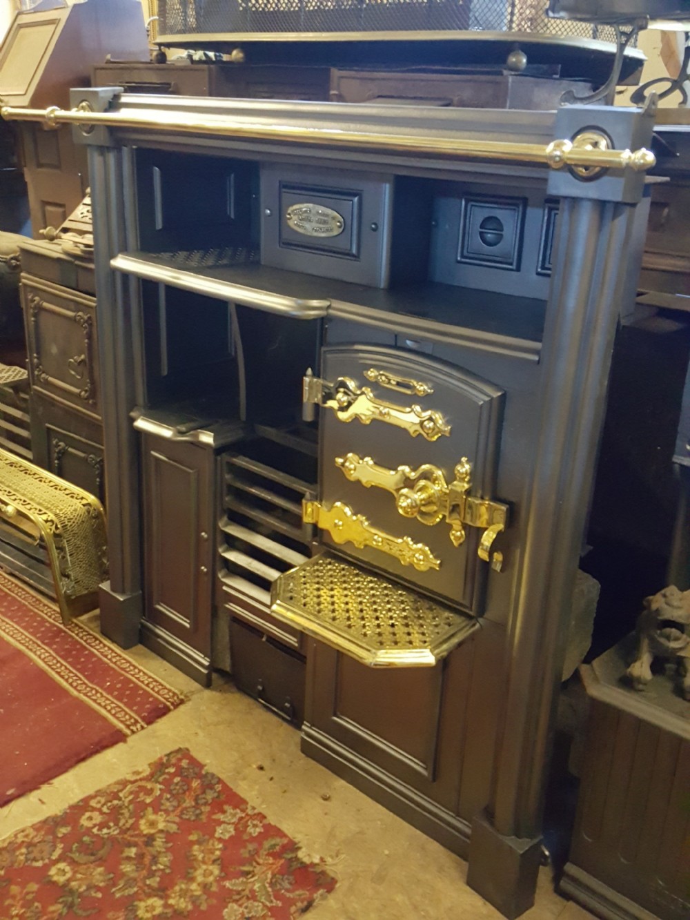 Cast Iron Victorian Cooking Range with Brass fittings