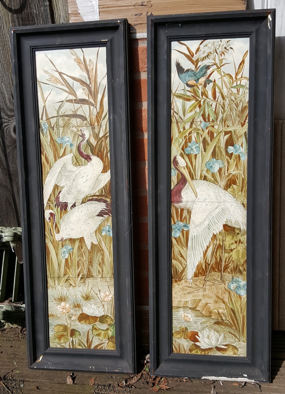 SA075 Minton Hollins & Co. Hand Painted Bird Design 8 inch Panel Tiles