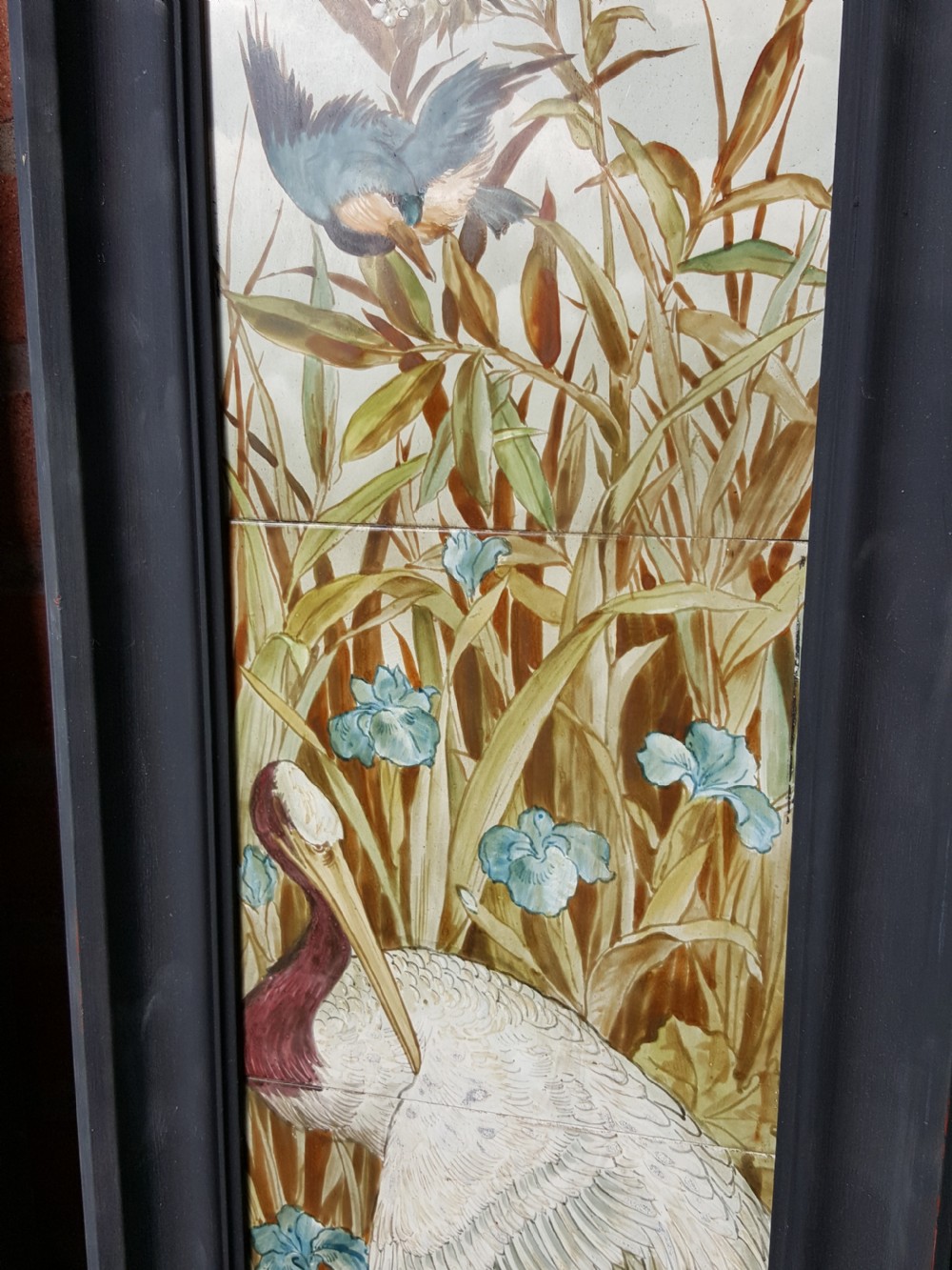 SA075 Minton Hollins & Co. Hand Painted Bird Design 8 inch Panel Tiles View V