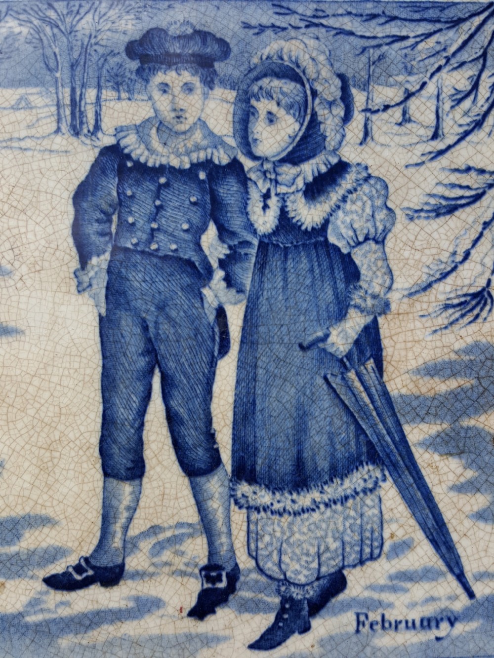 Victorian Wedgwood & Sons Tile (February) View II