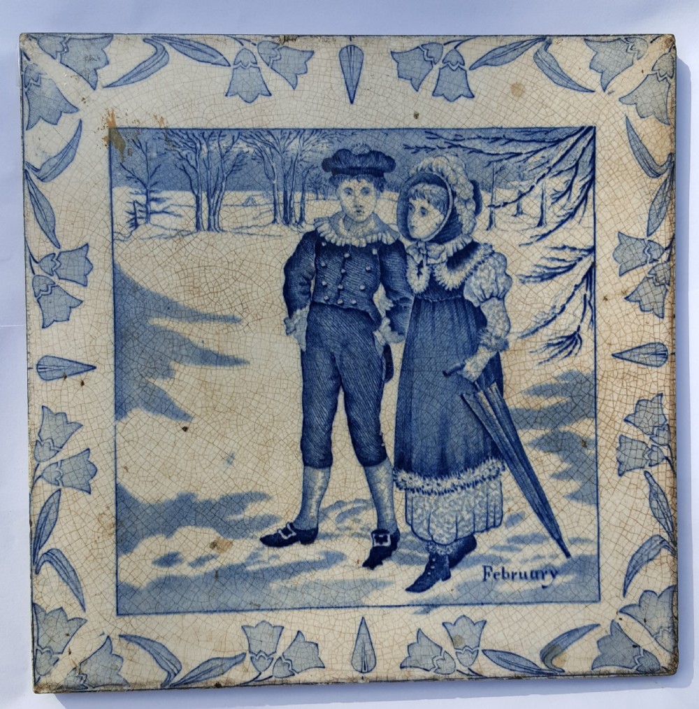 Victorian Wedgwood & Sons Tile (February) View IV