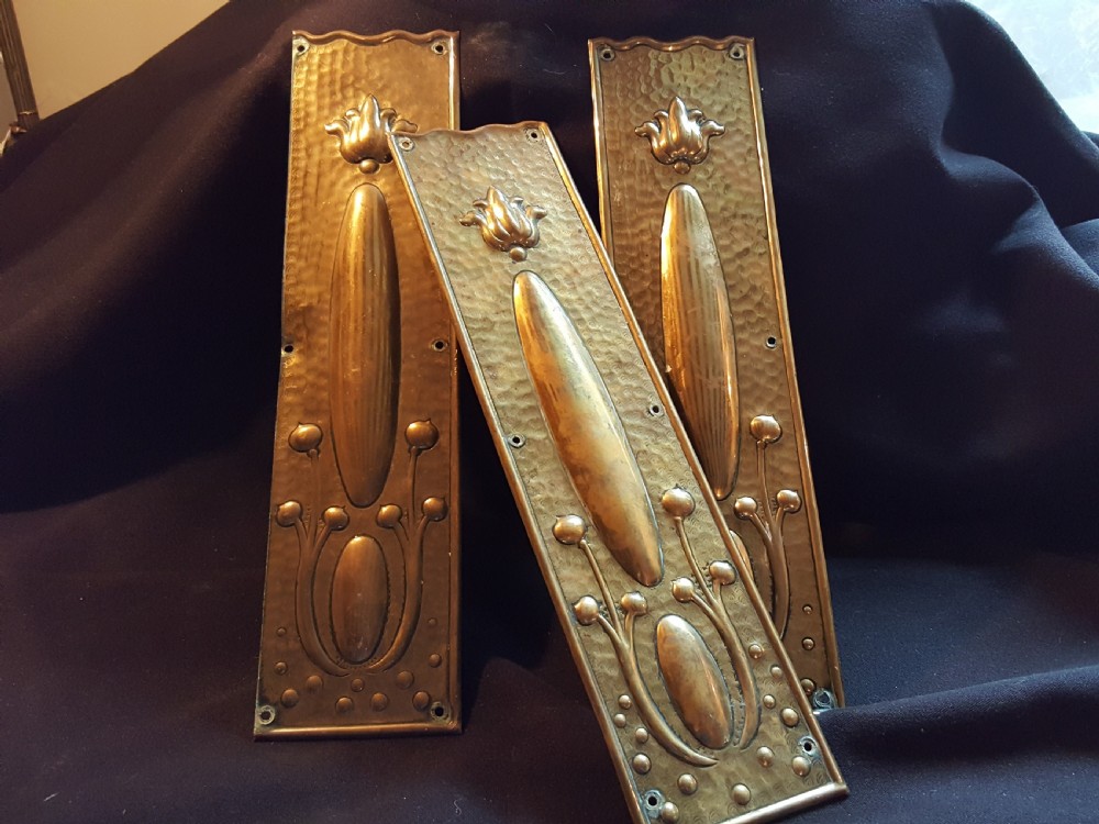 Brass Art Nouveau Finger Plates (set of 3)