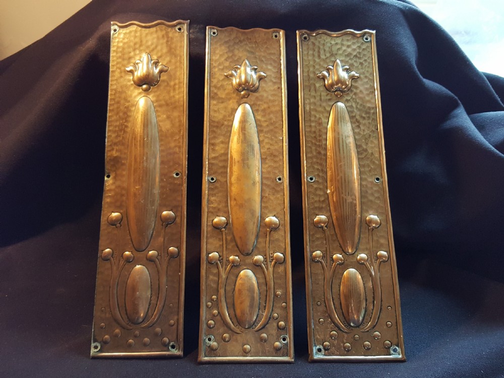 Brass Art Nouveau Finger Plates (set of 3) View II